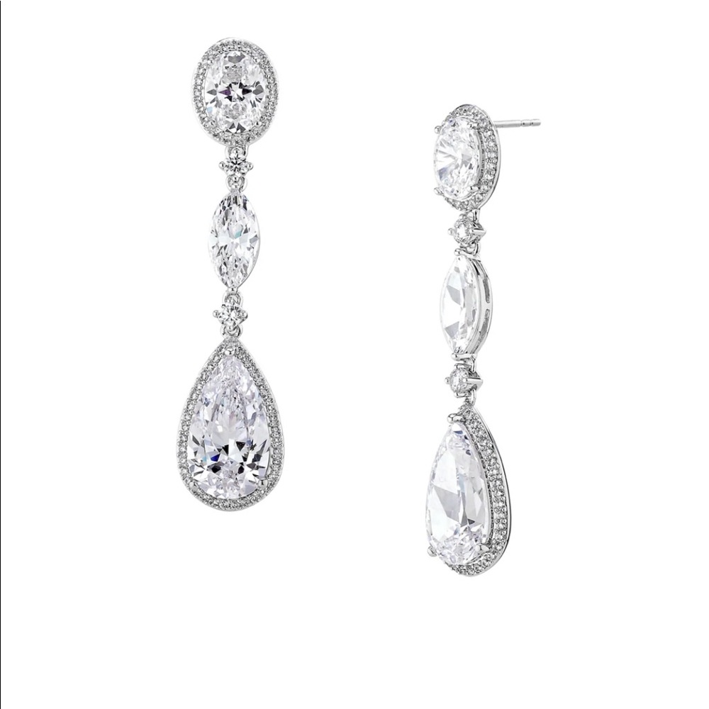 Nadri CZ PEAR AND OVAL DROP EARRINGS